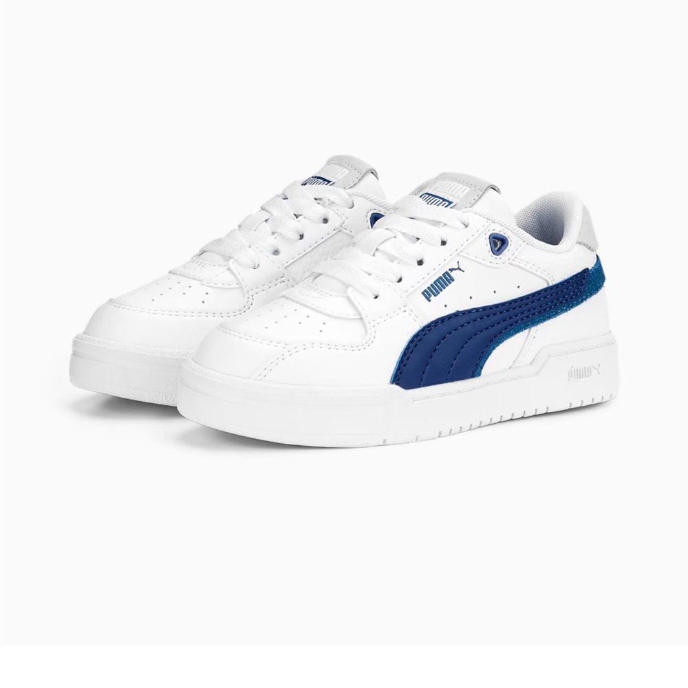 Kids size 11 new in box White and Blue Puma Shoes